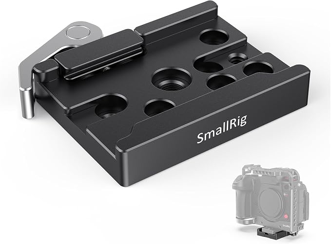 SMALLRIG Quick Release Mount Plate Clamp for Arca-Type, Lightweight Clamp | Baseplate Clamp with 1/4''-20 Threaded, 3/8''-16 Threaded and Lever by SmallRig