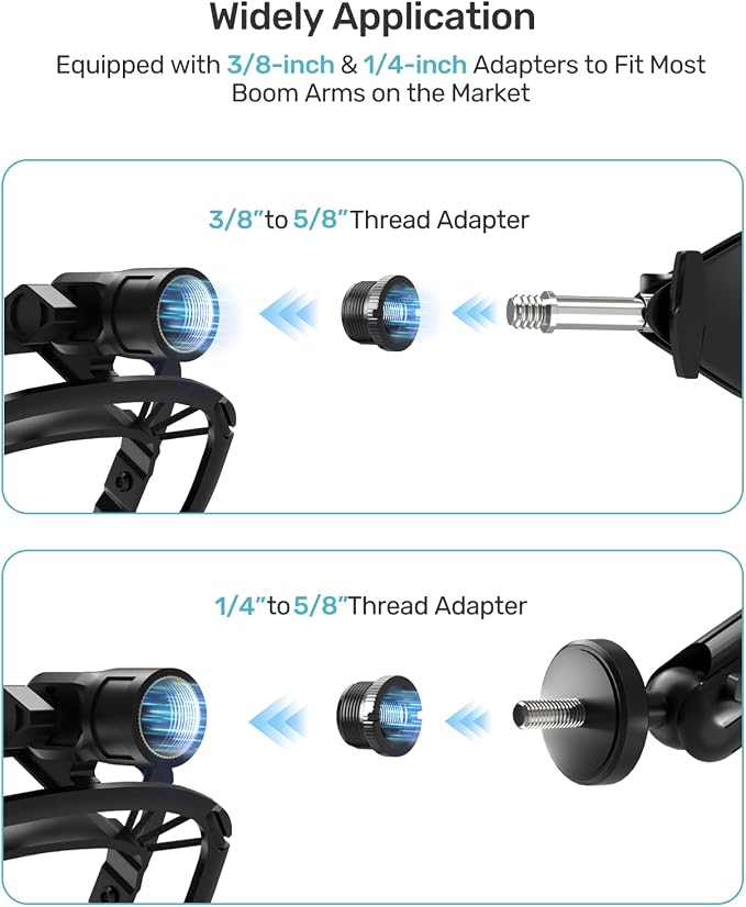 Wave Shouck Mount [Custom Built for Elgato Wave:3/1] Metal Frame Suspension | Anti-Vibration Elastic Suspension, Metal Frame, Holder Clip, with 3/8" & 1/4" Adapter, for Wave 3/1 Mic, Improves Sound - Image 7