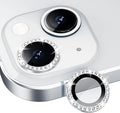 for iPhone 13/13 Mini Camera Lens Protector Bling Diamond, Silver | Individual Metal, 9H Hardness, Scratch Resistant, Shockproof, Drop Protection, Case Friendly, Stylish Accessories by Xfilm