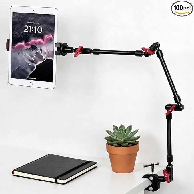 Magic Arm Camera Mount, 32" Aluminum Articulating Arm with Desk Clamp & Standard 1/4" Screw, Heavy Duty Overhead Tablet Stand for Video Recording, Live Streaming, Vlogging by GOINWAVE