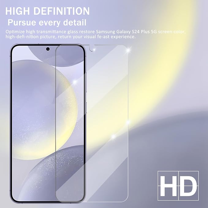 Galaxy S24 Plus Screen Protector + Camera Lens Protector, [2 +2 Pack] [Ultrasonic Fingerprint Unlock] Full Coverage Tempered Glass Screen Protector For Samsung Galaxy S24 Plus - Image 6