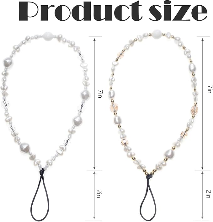 Beaded Camera Wrist Strap,Cute Phone Charm Decor,Pearl Bracelet Wrist Strap | Phone Keychain Decoration for Wallet,Durable Nylon Rope Lanyard,Compatible with all Phone Case,Silver Star - Image 7