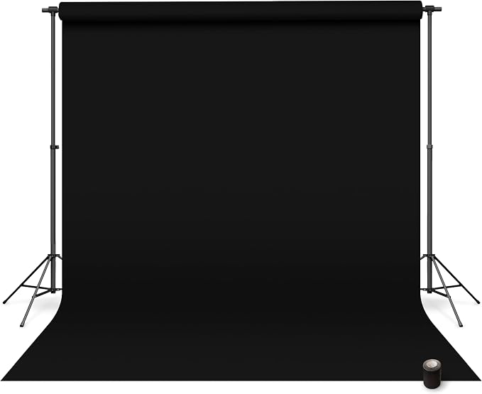 Denny Mfg Seamless Paper Backdrop for Photoshoot, Black, 107 in x 36 ft | Photoshoot backdrop, Matte Finish for Portraits, Product Photos and Video Shoots, with Free Roll Gaffer Tape (2 in x 13 ft) by DennyManufacturing