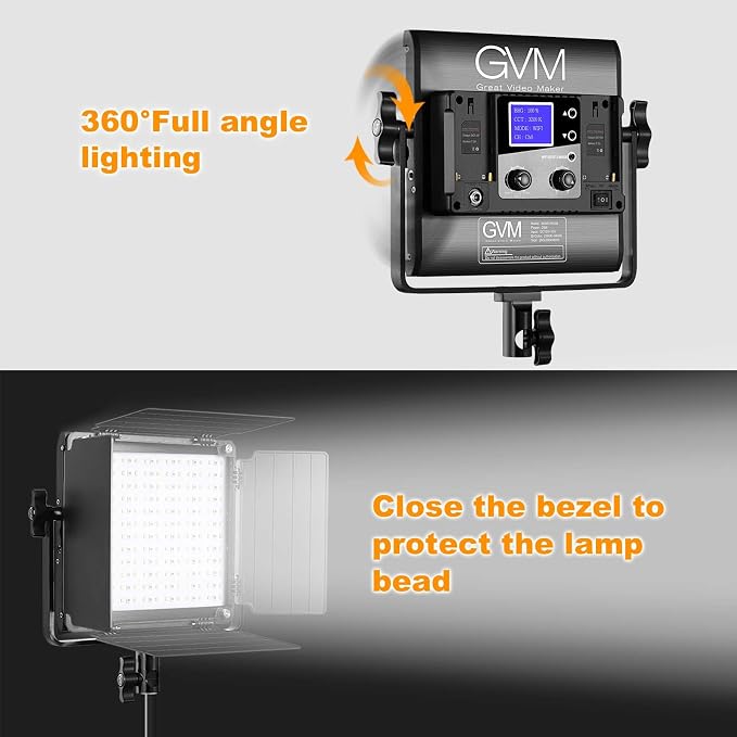 GVM RGB LED Video Light with Tripod Stand Barndoors, APP Control Panel Studio Lighting Kit, 3200K-5600K Dimmable, CRI97, Key Light for Photography, Video Recording, YouTube, Live Streaming, 800D - Image 8