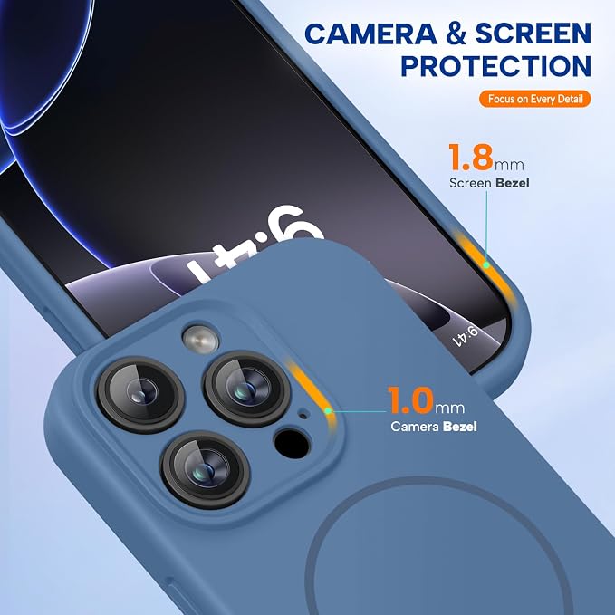 miracase Magnetic for iPhone 16 Pro Case, [Soft Anti-Scratch Microfiber Lining], Compatible with MagSafe, Liquid Silicone Case Shockproof Drop Protection Phone Case for 16 Pro,Glass Blue | Compatible with MagSafe, Soft Microfiber Lining, Liquid Silicon... - Image 7