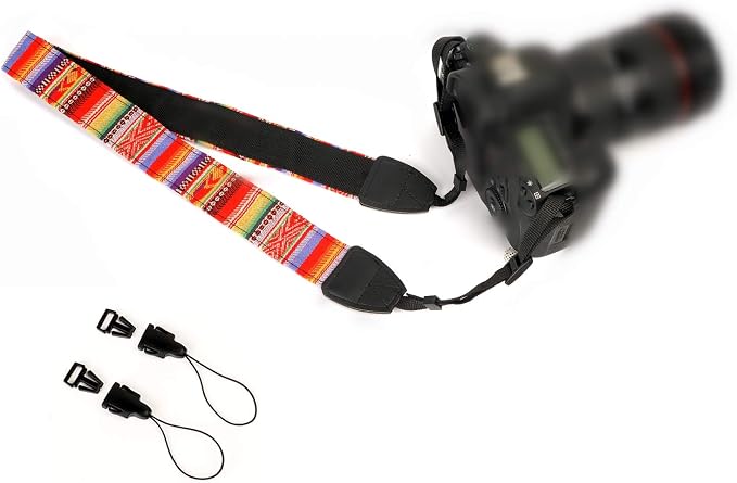 Camera Strap Canvas Rainbow Shoulder Strap with Quick Release Buckles | Adjustable Vintage Neck Shoulder Carrying Strap for DSLR SLR Most Digital Cameras - Image 5