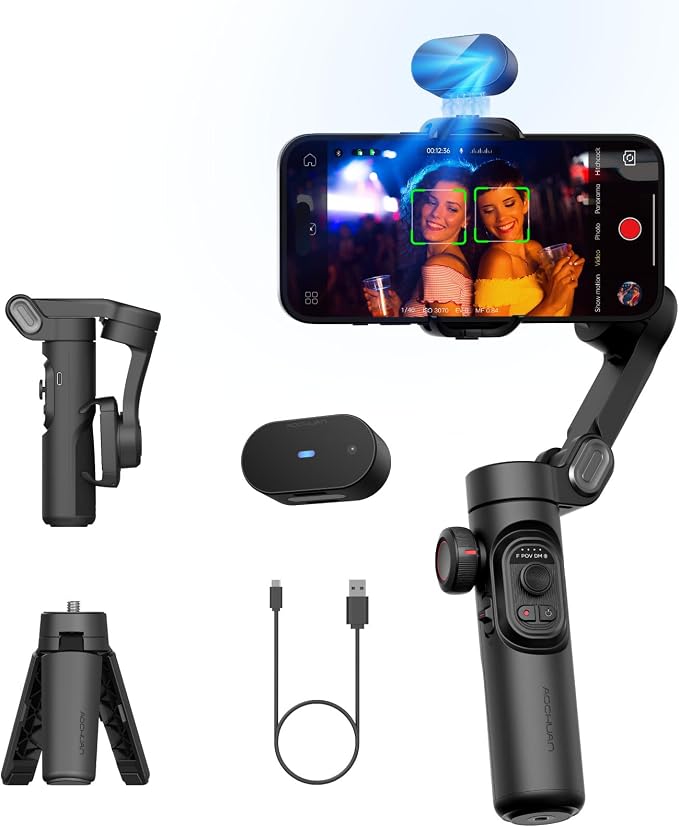 AOCHUAN Gimbal Stabilizer for Smartphone w/AI Tracking Sensor | Gimbal with Focus Wheel for Phone/Android, Phone Stabilizer with 7.0 Anti-Shake for Video Recording-Smart XE AI by AOCHUAN