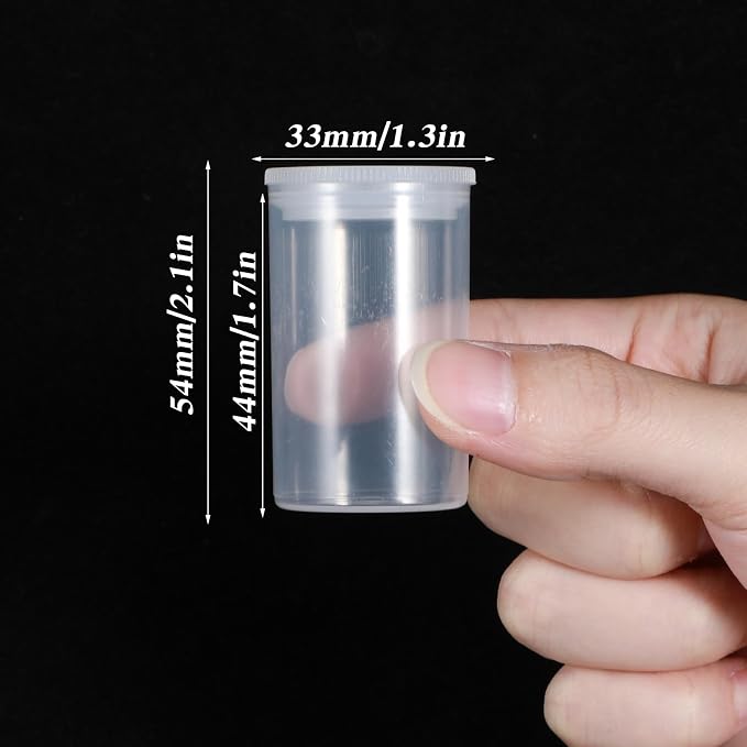 100 Pieces Film Canisters with Caps 35 mm Plastic Empty Camera Reel Storage Containers Case with Lids for Small Accessories Rockets Experiment Fish Hook Film Keys Coins Art Beads (Clear) - Image 2
