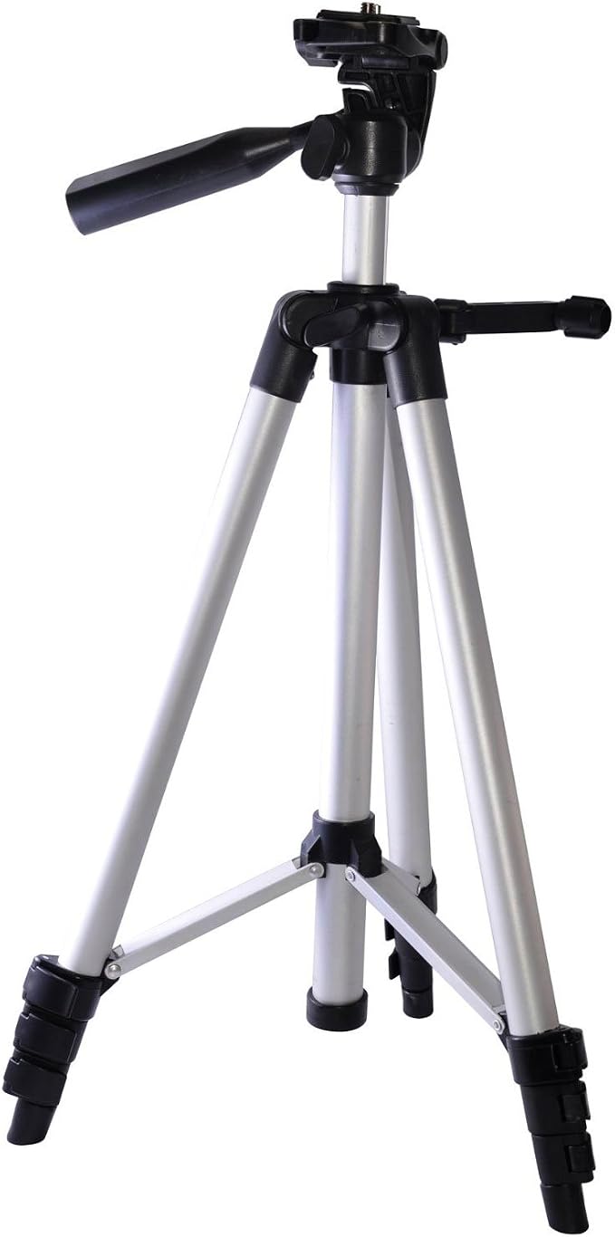 Xit XT57TRSPro Series 57-Inch 4 Section Aluminum Tripod with Quick Release, 3-way Pan Head and Bubble Level. (Silver) by Xit