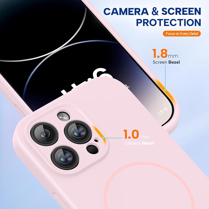 miracase Magnetic for iPhone 14 Pro Max Case, [Soft Anti-Scratch Microfiber Lining], Compatible with MagSafe, Silicone Shockproof Protection Phone Case for iPhone 14 Pro Max,Sand Pink - Image 8