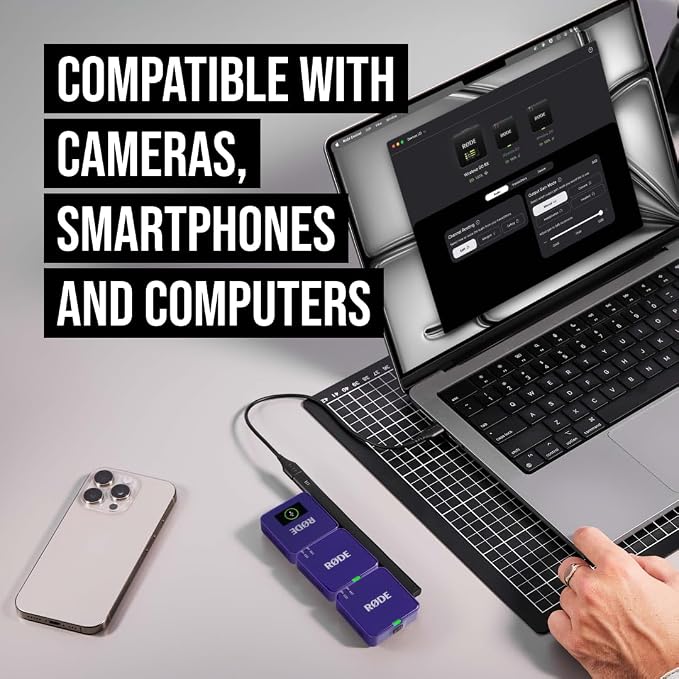 RØDE Wireless GO (Gen 3) – Compact Wireless Mic – Pristine Audio, 32-bit Float Recording, Automatic Level Control, for Phones, Cameras and Computers (Purple) - Image 3