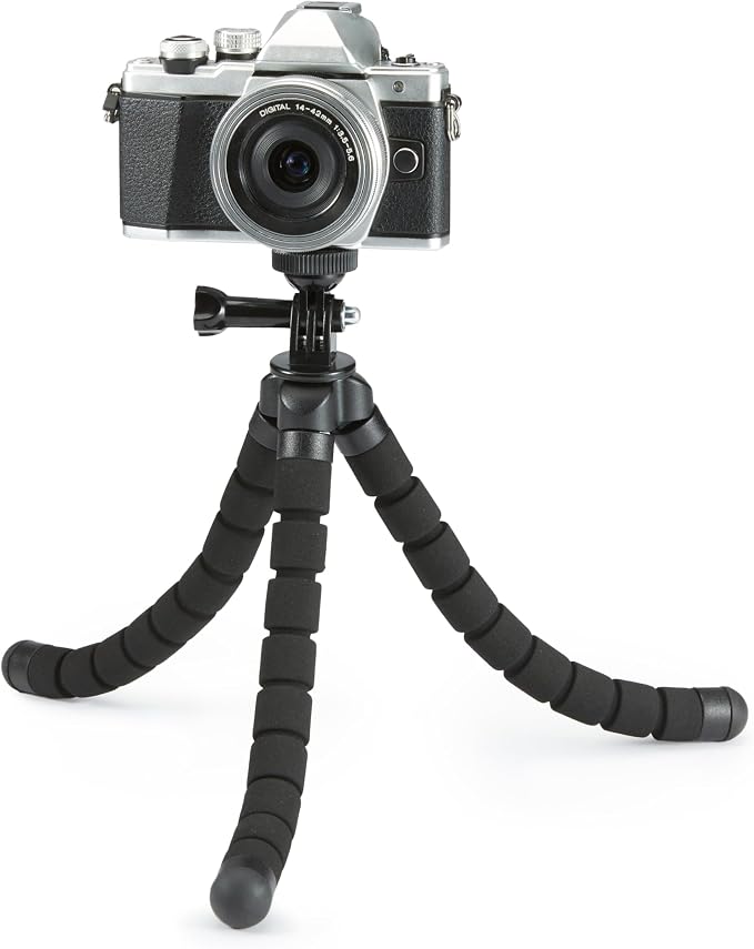 Amazon Basics Portable and Flexible Tripod with Wireless Remote and Smartphone Clamp, 10-inch, Black - Image 7