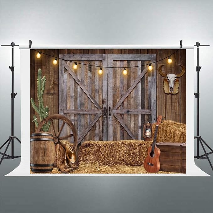 Western Cowboy Backdrop 8x6ft Western Party Decorations Wild West Saloon Rodeo Barn Photography Background Cowboy Theme Birthday Party Decor Banner Photoshoot Supplies - Image 5