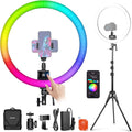 NEEWER SRP18C 18 Inch RGB LED Ring Light Kit with Reversible Tripod Light Stand App Control Phone Holder Compatible with iPhone, Ultra Slim Ringlight for Makeup Video Recording Selfie Studio Streaming by Neewer