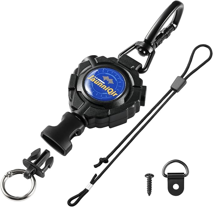 CB Mic Holder, Retractable CB Radio Microphone Hanger with 28" Stainless Steel Cord, Heavy-Duty Mic Tether with Adjustable Mount Kit & D-Ring with Screw, Perfect for Truck Drivers, Type-A by JaunniQir