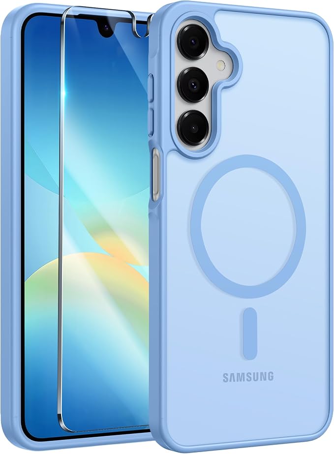 FNTCASE for Galaxy A26 5G Phone Case, Fit for Magsafe, Screen Protector | Translucent Matte, 14FT Military Grade Drop Protection, Slim Shockproof Protective, for Samsung A 26 4G Cover, Light Blue by FNTCASE