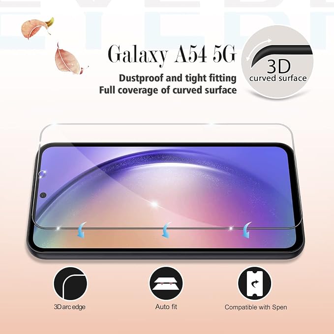 Galaxy A54 5G Screen Protector, [2 Pack] HD-Clear Tempered Glass Screen Protector [3D Touch][Bubble-Free][Anti-Scratch][Case-Friendly] Screen Protector Glass For Samsung Galaxy A54 - Image 3