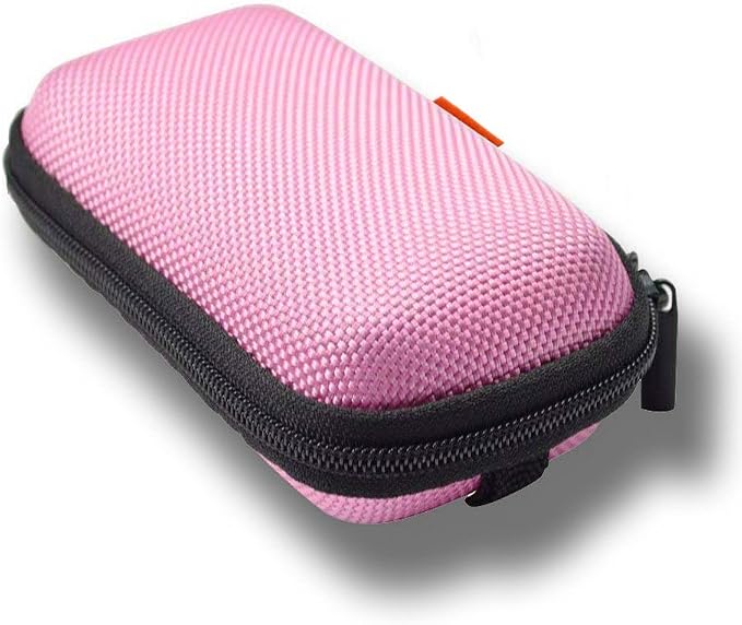 Pink Earbud Carrying Case, Lightweight Mini Universal Storage Pouch | Universal Bag for Wired Earbuds, Airpods, Bluetooth Headset, Wall Charger Adapter, USB Cable by GLCON