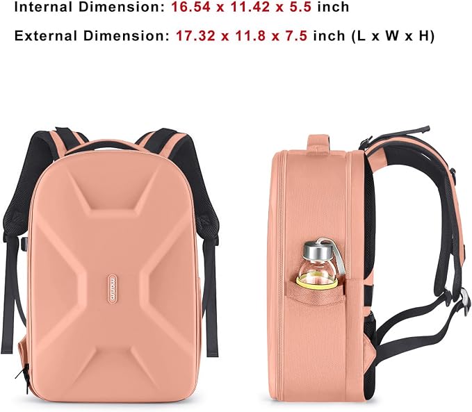 MOSISO Camera Backpack, DSLR/SLR/Mirrorless Photography Camera Bag | 15-16 inch Waterproof Hardshell Case with Tripod Holder&Laptop Compartment Compatible with Canon/Nikon/Sony, Salmon Pink - Image 7