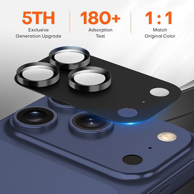 for iPhone 17 Pro Camera Lens Protector- Black | Aluminum Alloy, Tempered Glass Camera Cover, Nano Reinforced Adhesive, Accessories, Anti-Drop, Anti-Scratch, Case Friendly - Image 4