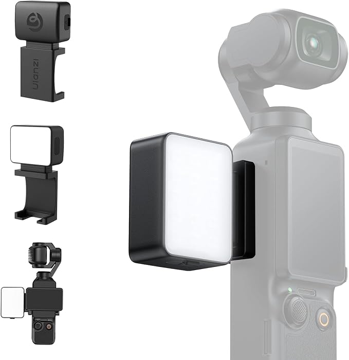ULANZI LM001 Magnetic Fill Light for DJI Osmo Pocket 4/3/Xtra Muse, 2W 5800K LED Light with CRI ≥95, 500mAh USB C Rechargeable, IPX4 Waterproof, 3-Level Brightness, for Vlog & Outdoor by ulanzi