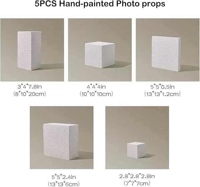 5PCS Product Photography Background Props Wooden Hand Painting | Geometric Cube Waterproof Grain Textured Irregular Photos Prop for Photoshoot Cosmetics Fragrance Photo Food Jewelry - Image 6