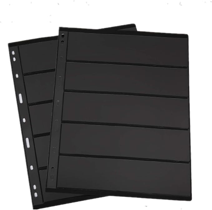 MUDOR Stamp Pages for Stamp Collection Album Binder Book, 10 Sheet 5 Rows | Stamp Sleeves 5 Pocket for Collectors ,Stamp Collecting Sheets Supplies,Professional Pack - Image 2