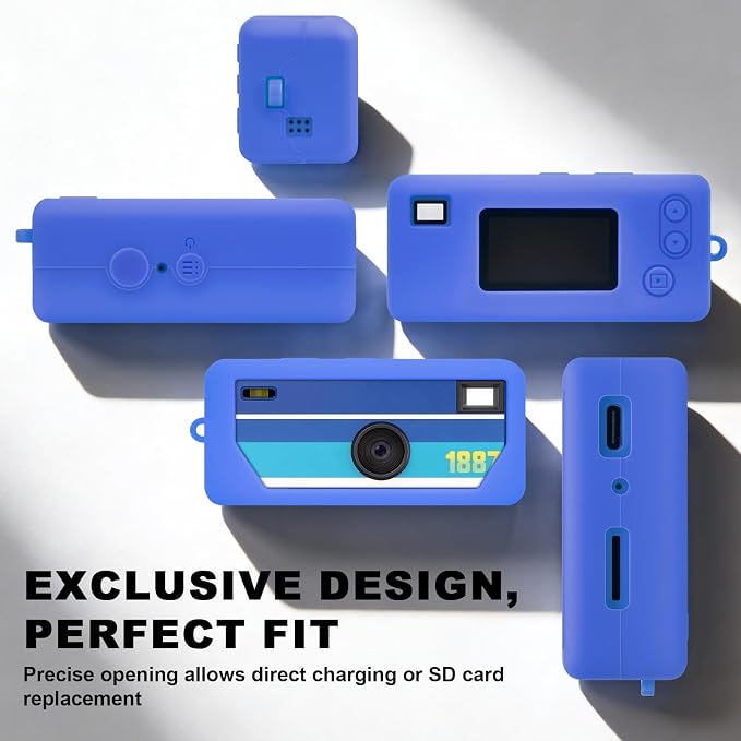 Silicone Case for Kodak CHARMERA Millennium Keychain Mini Digicam Blind Box | Soft Keychain Camera Sleeve, Precise Cutouts, Case-On Charging & SD Card Access, For Collectors & Daily Carry, Sky Blue - Image 3