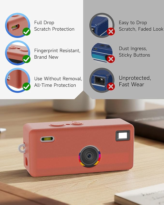 Silicone Case for Kodak CHARMERA Keychain Digital Blind Box accessories,Soft Silicone Protective Case,Comes with Screen Protectors and Wrist Strap - Dark Brown - Image 5
