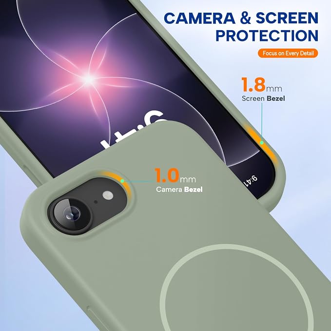 Miracase Magnetic for iPhone 17e Case & iPhone 16e Case, [Soft Anti-Scratch Microfiber Lining], Compatible with MagSafe, Silicone Shockproof Drop Protection Phone Case for iPhone 17e/16e, Patina Green - Image 4