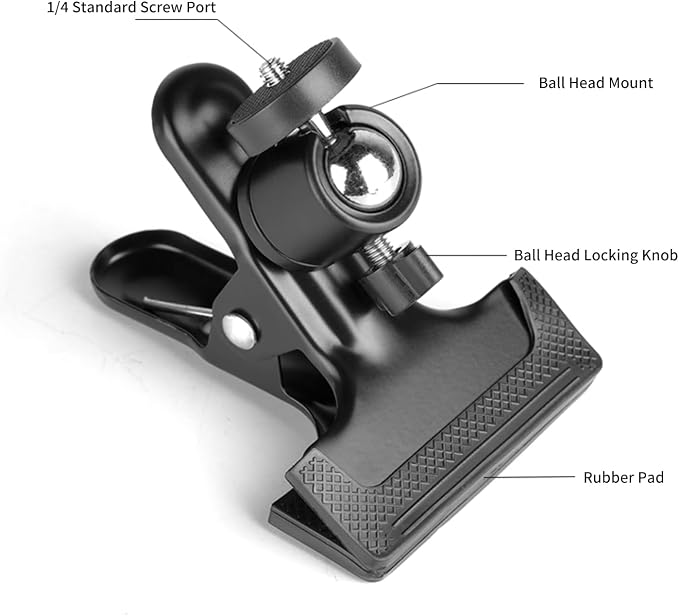 Gabil GRM-DDC1-2 Pack Aluminum Alloy Clamp with 1/4" Damping Ball Head, Universal Mount for GRA-AT330T/TC Controller Box and Camera Accessories, Anti-Slip Rubber Pads, Fits 2.28" Max Table Thickness - Image 3