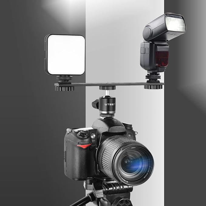 8 inch Flash Bracket, with 1/4" Screw Hot Shoe, 1 Pack | Dual Camera Mount Flash Bracket Extension Bar, Straight Flash Brackets Tripod Mount for DSLR Camera LED Light, Black - Image 6