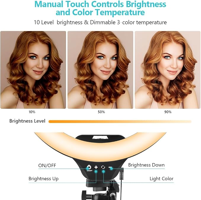 Sensyne 14" Ring Light with Tripod Stand, LED Circle Light with Phone Holder, for Photo Selfie, Video Recording, Zoom Meeting - Image 6