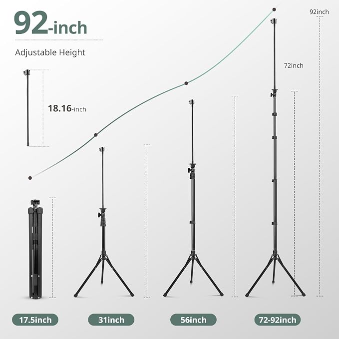 Sensyne 92" Cell Phone Tripod, Selfie Stick Tripod with 16.5" Flexible Gooseneck, Overhead Phone Stand for Video Recording, Photography, Compatible with Phone, Camera - Image 4