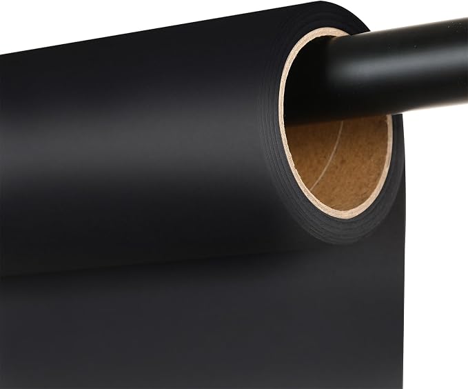Black Seamless Paper Backdrop, Black Photo Backdrop 53" x16.4' | Heavyweight matte backdrop paper with non-reflective surface for studios, portraits, videos, product photos and photography. by Unknown