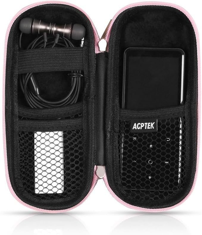 AGPTEK Carrying Case, EVA Zipper Carrying Hard Case Cover for MP3 Players | Storage Holder for Digital Voice Recorders, 3D Printing Pen, USB Cable, Earphones, Memory Cards, U Disk (Pink) - Image 9