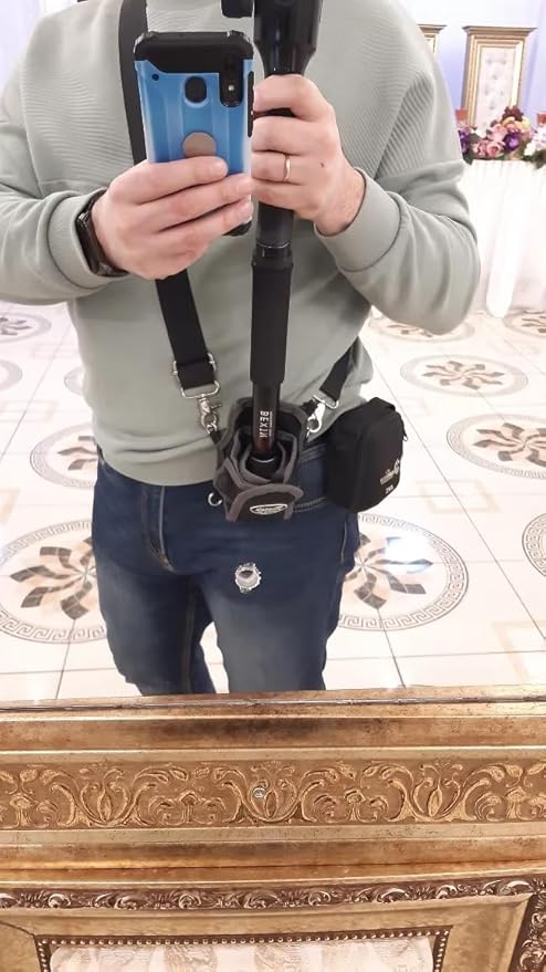 MTB1 Camera Monopod Shoulder Neck Sling Strap/Unipod Tripod Belt Waist Bag, Weight Support for Gimbal Stabilizer DJI Ronin-S, Zhiyun Crane, Moza Air Hold Gimbal Easier and Longer (Black) - Image 7