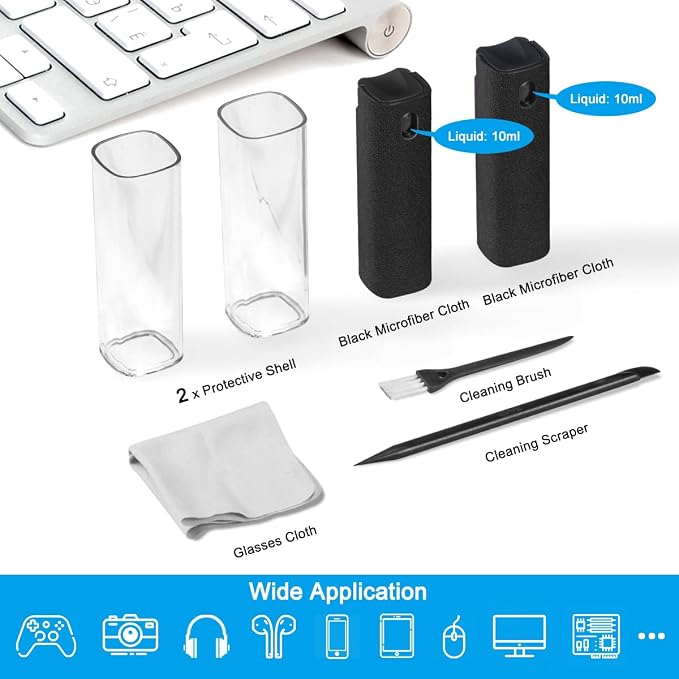 walrfid 2 Pack Screen Cleaner Spray and Wipe for Laptop Monitor and Car Screens, Phone Touchscreen Mist Cleaning Kit for Cellphone, Tablet, PC, Computer, LCD, MacBook, iPhone, iPad, Mac Pro - Black - Image 2