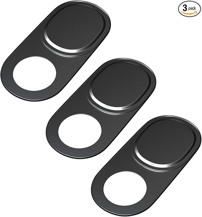 Laptop Camera Cover Slide, 0.027 Inch Ultra-Thin Metal Camera Privacy Covers, Webcam Cover Camera Cover Slide for iPhone, iPad, Mac, MacBook, Laptop, PC, Protect Your Privacy Security (Black-3 Pack) by HKDGYHON