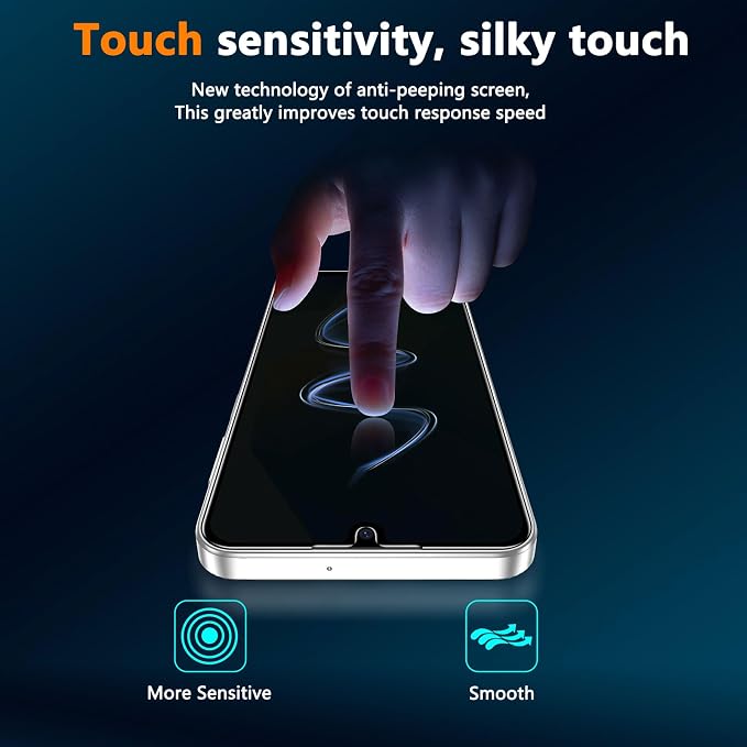 for Samsung Galaxy A16 Privacy Screen Protector Camera Lens Protector | 2+2 Pack, Anti Spy, 9H Tempered Glass,Fingerprint Unlock, Full Coverage, Anti-Scratch, Round Edge, Bubble Free, Easy Install - Image 4