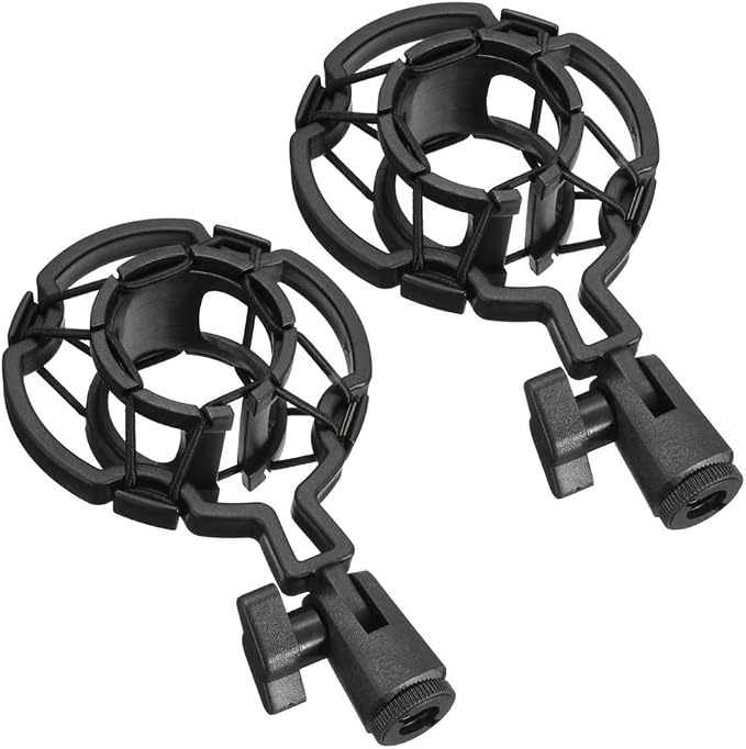 2 Pack Microphone Shock Mount Clip Universal Mic Shock Mounts Holder Anti-Vibration Spider Bracket for Handheld Microphone Dynamic Mic Stand Stereo Diaphragm Condenser Microphone Boom Arm by Unknown