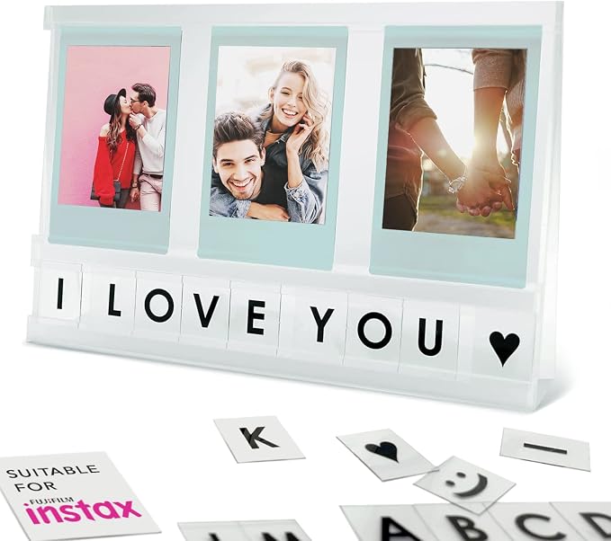 Elil Instax Mini Photo Frame Accessories with Personalized Message – Acrylic Desktop Picture Frame & Photo Display, Fits Fujifilm Instax Mini Film, Square, Wide Film for Home Office Decor and Gifts by ElilAdventure