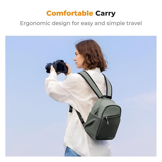 K&F CONCEPT Camera Backpack, Lightweight Compact Camera Bag 5L | Water-Resistant, Dividers, 9.7in Tablet Compartment, Quick Access, Street & Urban, Men & Women, for Canon/Nikon/Sony, Green - Image 5