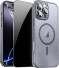 for iPhone 16 Pro Max Case with Privacy Screen Protector, Gray | Full Camera Protection, Matte Magnetic, Compatible with MagSafe, Translucent Shockproof Phone Case for iPhone 16 ProMax by ZOZDOKG
