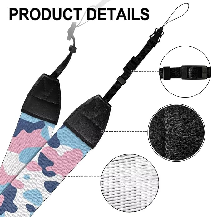 Coldinair Black Adjustable Camera Strap Universal Neck & Shoulder Soft Padded Strap for All DSLR Cameras,Binoculars - Image 7