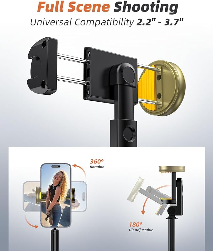 Tripod for iPhone, Selfie Stick with Remote, Stable & Durable Phone Tripod | Portable Travel Cell Phone Stand, Extendable All-in-1 Tripod for Video Recording Compatible with iPhone Android - Image 5