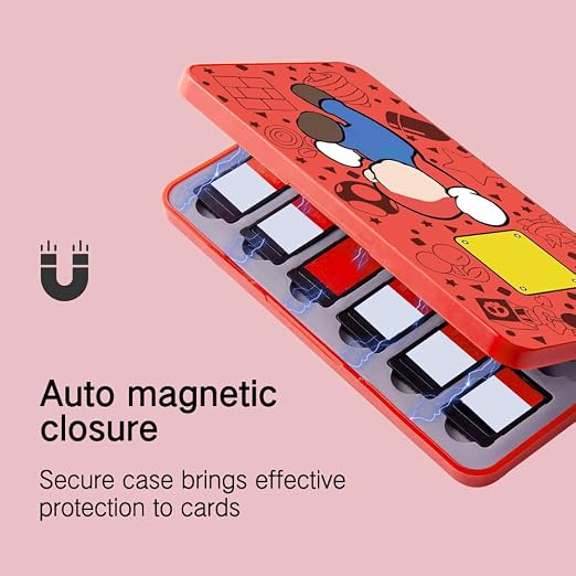 PERFECTSIGHT Switch Game Card Case for Nintendo Switch 2/ Lite / OLED, Game Holder Cartridge Case for Game Cards and 48 SD Cards, Kawaii Portable Compact Storage Box (Red M, 24 Slots) - Image 4