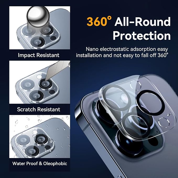 Camera Lens Protector for iPhone 14 Pro 6.1" ＆ iPhone 14 Pro Max 6.7",9H Tempered Glass，Ultra HD, Scratch Resistance Easy to Install，Case Friendly，[Does not Affect Night Shots] 3-Pack - Image 2