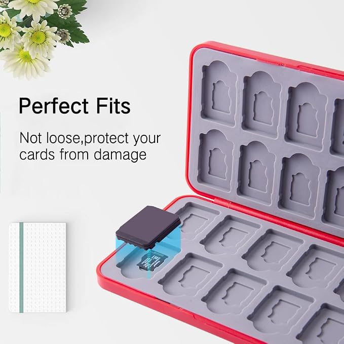 PERFECTSIGHT Cute Switch Game Card Case for Nintendo Switch 2 2025 / Lite/ OLED, 24 Game Holder Cartridge Case for Game Cards and 48 SD Cards, Kawaii Portable Compact Storage Box, Bros - Image 3