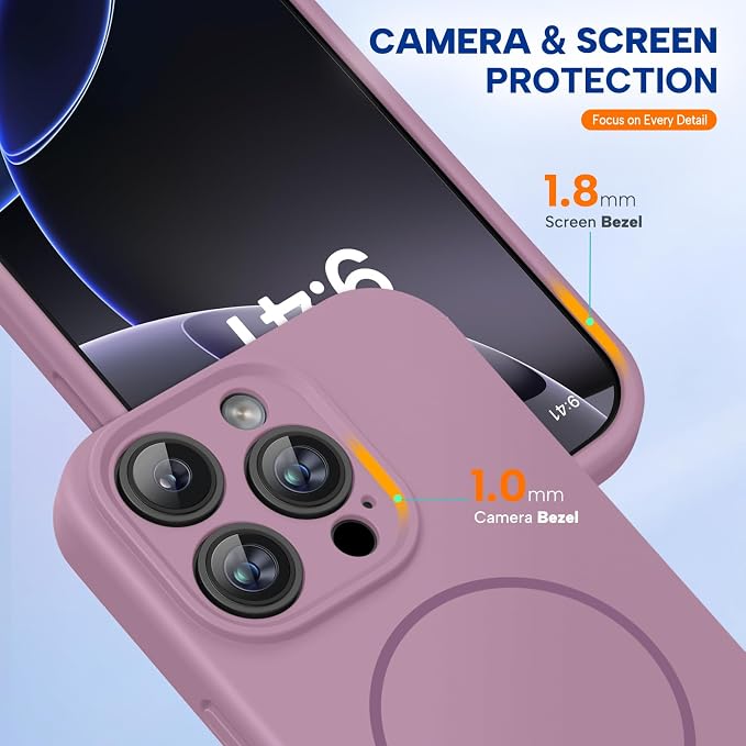 miracase Magnetic for iPhone 16 Pro Case, [Soft Anti-Scratch Microfiber Lining], Compatible with MagSafe, Liquid Silicone Case Shockproof Drop Protection Phone Case for 16 Pro,Blackcurrant | Compatible with MagSafe, Soft Microfiber Lining, Liquid Silic... - Image 8